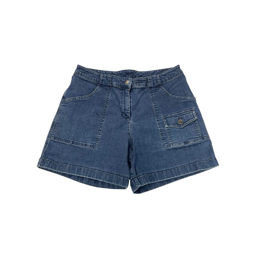 J Jill Stretch Patch Pocket Cargo Utility Denim Jean Chino Shorts Womens Sz 12P